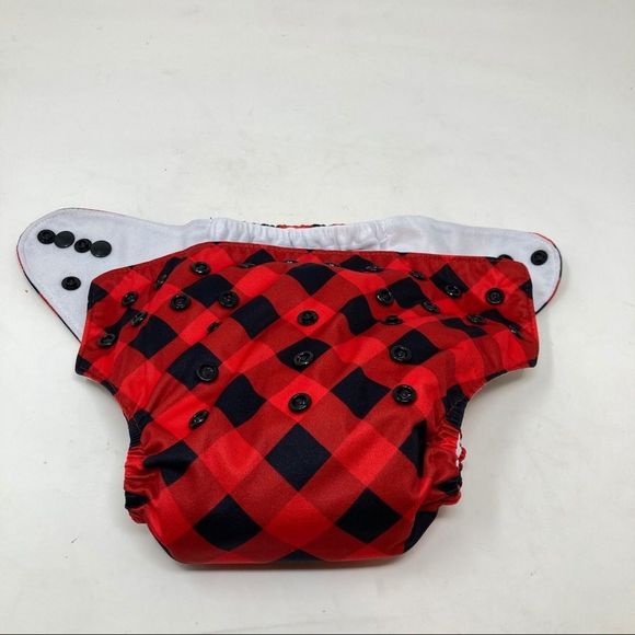 Cloth Diaper Red Buffalo Plaid - Picture 3 of 7